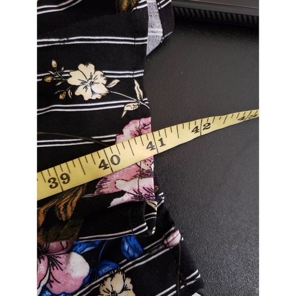 ASHLEY STEWART Black stripe floral button down long sleeve dress 18/20 - Picture 9 of 9